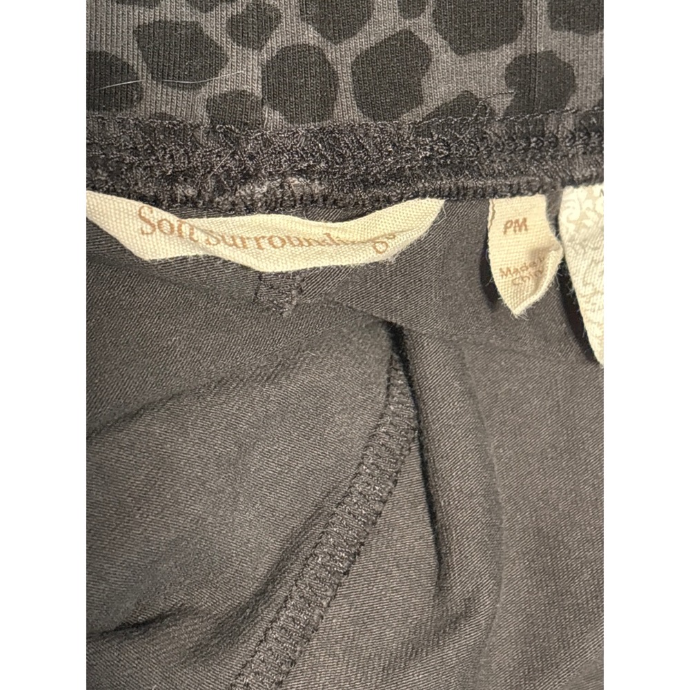 Soft Surroundings Leopard Print Leggings Gray Black Petite Medium Slimming - Picture 3 of 4